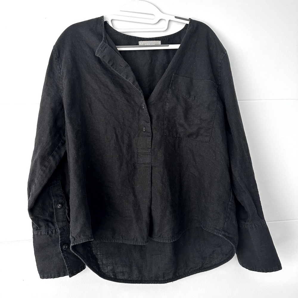 Everlane Black Linen Top